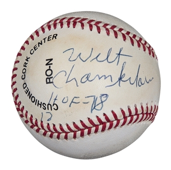 Wilt Chamberlain Signed & "HOF 78" Inscribed ONL Coleman Baseball (Beckett)